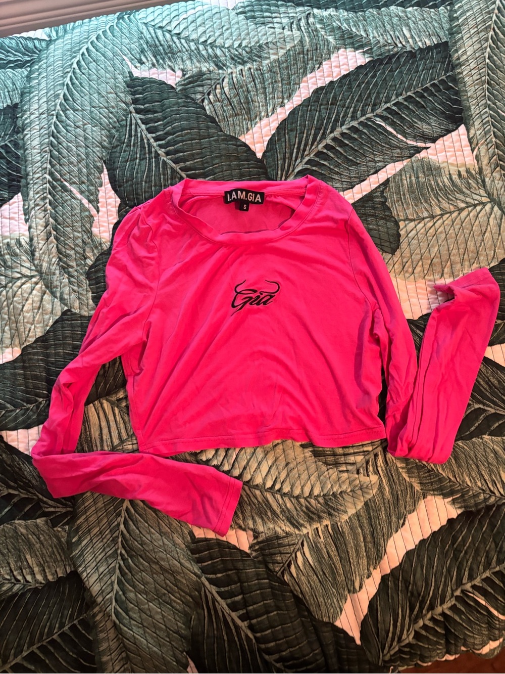 I.AM.GIA Neon Pink Long-Sleeve Crop Top